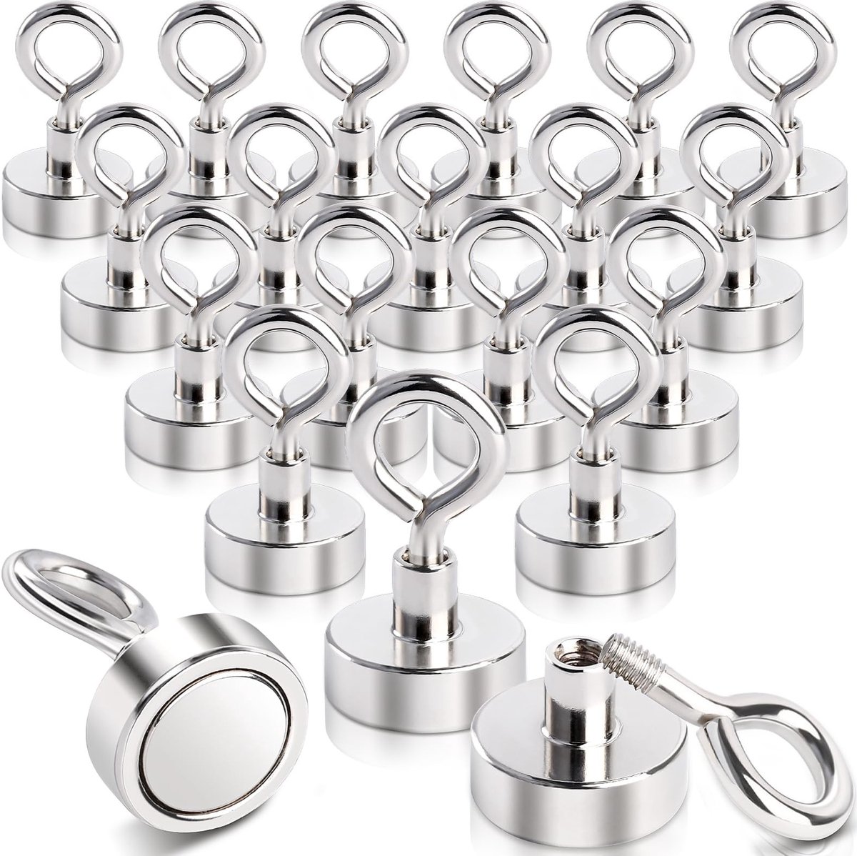 Dailygoods- Magneethaken 20 mm - Extra Sterk 10 kg - Neodymium Magneten - Magnetische Haak - Geschikt voor Keuken/Badkamer - Langdurig Herbruikbaar - Magnetische Haken