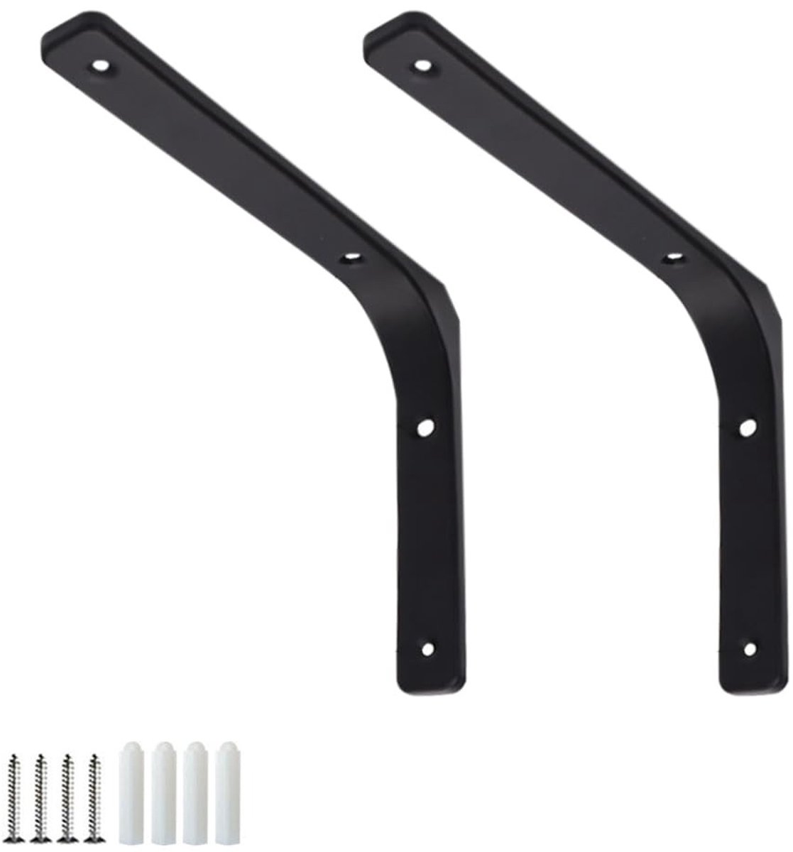 Dailygoods- Plankbeugel Zware Wandmontage - Plankdragers Zwart - Inklapbare Plankdrager - L-vormig - 7,5x7,5 cm - Afgeronde Hoeken voor Veiligheid