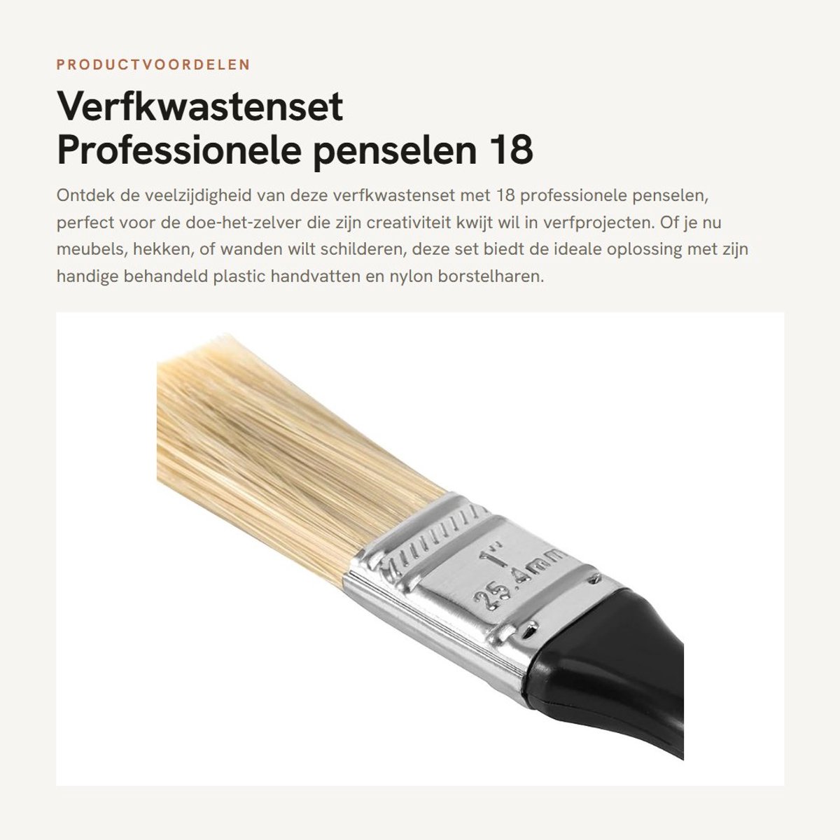 Dailygoods- Verfkwastenset 18 Stuks - Professionele Penselen - Behandeld Plastic Handvat - Voor Doe-Het-Zelf Verf - Thuis en Meubels - Wandbekleding - Verfkwasten