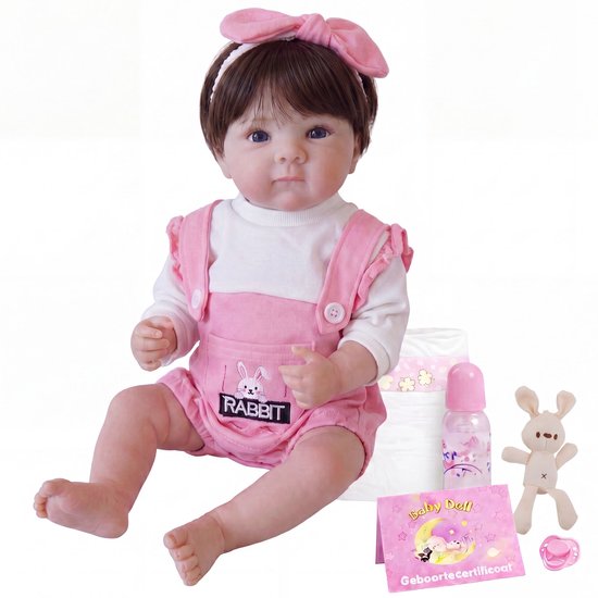 Bosstony® Lola Poupée Bébé Reborn Fille - Poupées Bébé Réalistes - Poupées Démence - 45 cm - Ensemble d'Accessoires Complet - Poupées Réalistes - Comme de Vrais - Vinyle Doux - Jouet Poupée 3 Ans