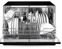 Klarstein Vaatwasser Mini voor 8 Couvert, Stille Kleine UV-vaatwasser met 6 Programma’s, Kleine Tafelvaatwasser voor Thuis, Kantoor en Camping, Mini Vaatwasser met Wateraansluiting - Vaatwasmachine Afwasmachine - 8 Maatgedekken 50 cm 1620W