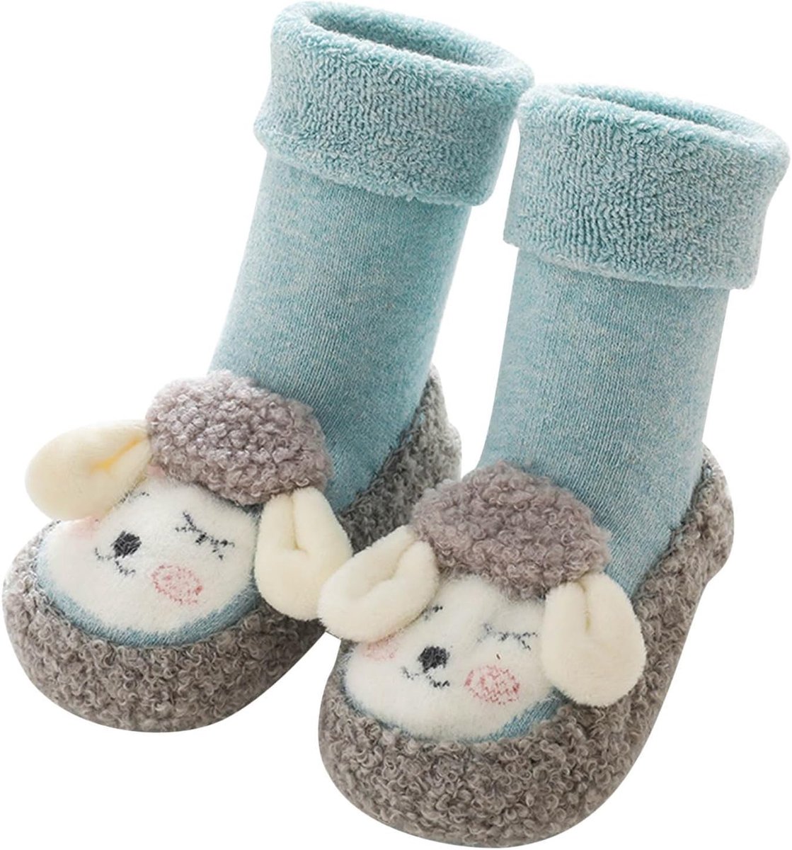 Babyslofjes - Sokjes Schoentjes - Binnenhuis Lopen - Antislip Zooltjes - 60 gram - Dierenprint