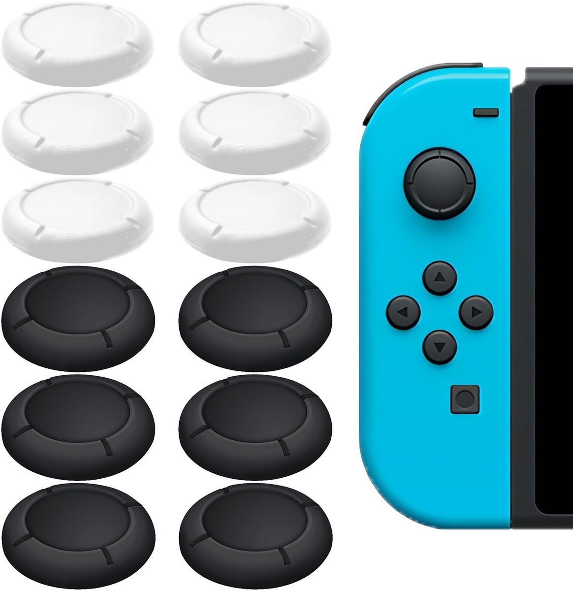 Solidchoice - 8 Paar Joystick Caps voor Nintendo Switch Joy Con - Zwart/Wit Thumb Grip Covers