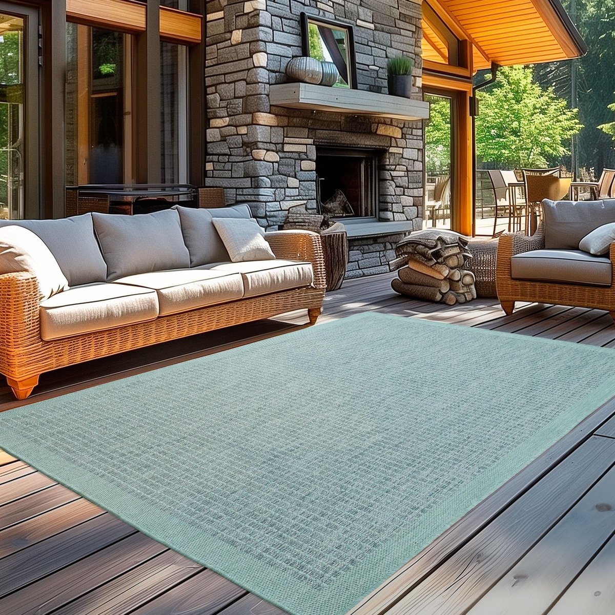 Solidchoice- Buitentapijt Weerbestendig 160 x 230 cm - Platgeweven - Polypropyleen - Tuin/Patiotapijt - Veiligheidswaarschuwing - Duurzaam - Tuinmat