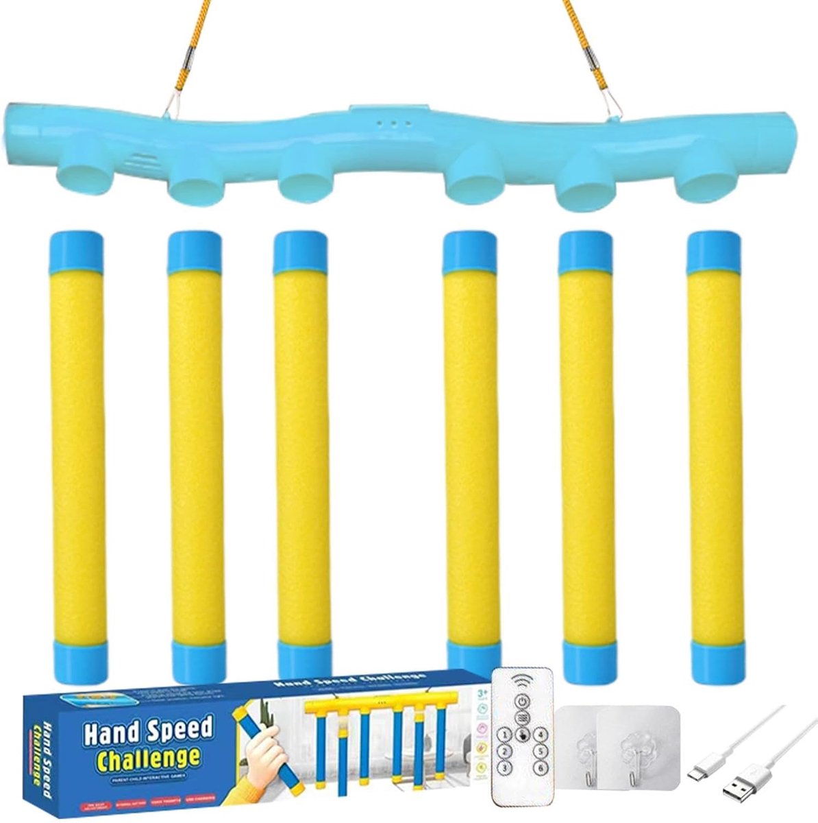 Reflexspel - Reactiespel - Hand-oog coördinatie - 3 snelheden instelbaar - 39.2 cm - Geel