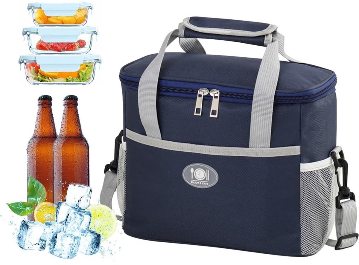 Solidchoice - Anlising Koeltas, 16 l, picknicktas, grote thermo-tas met verstelbare schouderriem, geïsoleerde lunchtas, draagbare koeltas, isotherma-koeltas, voor kamperen, reizen, grillen