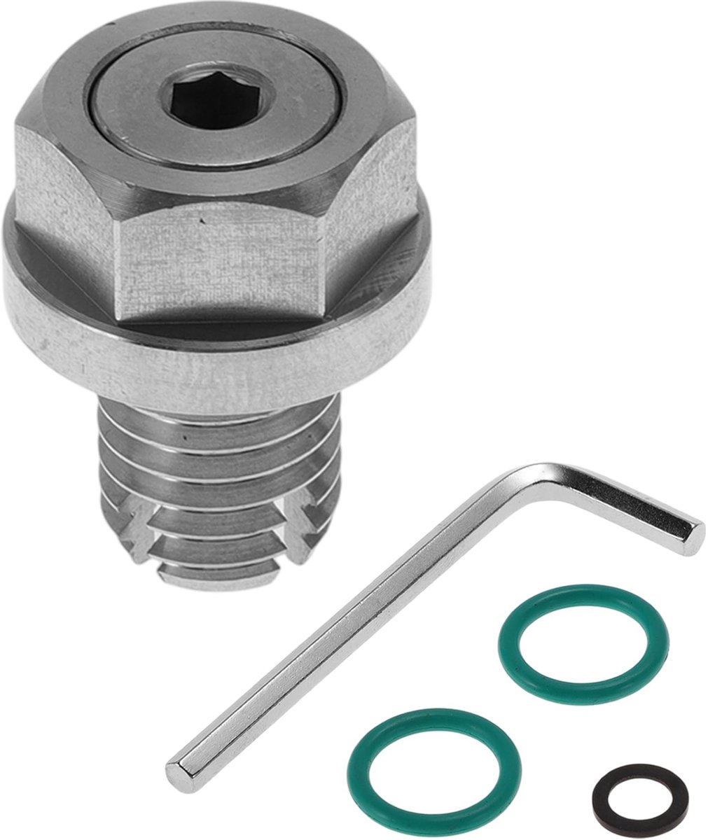 Solidchoice - Olieafvoerstop M12,1 x 1,75 afvoerbout voor oliecarter van roestvrij staal, schroefdraadreparatie, 1 x inbussleutel, 2 x groene sluitringen, 1 x zwarte sluitring