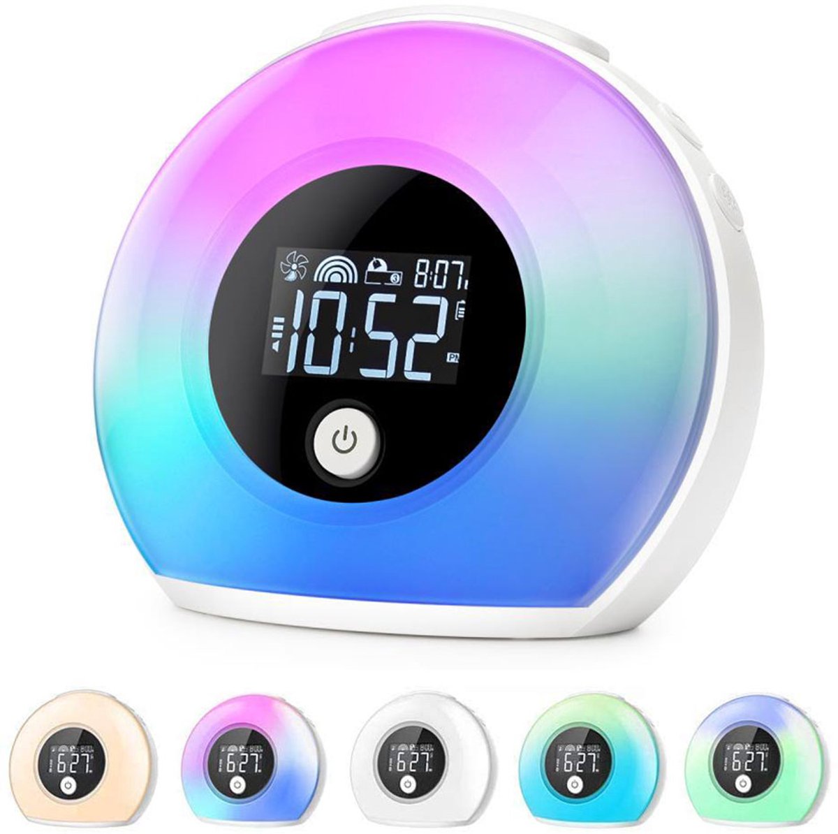 carmdering - Bluetooth Wekker-Kinderkamer Mini Wireless Speaker-Draadloze Bluetooth Luidspreker-Dimbaar Nachtlampje-Kleurverandering-Deep Sleeper Alarm-LED Licht-Met Handvat-Draagbare Speaker-Voor Feesten-Buiten-Kamperen