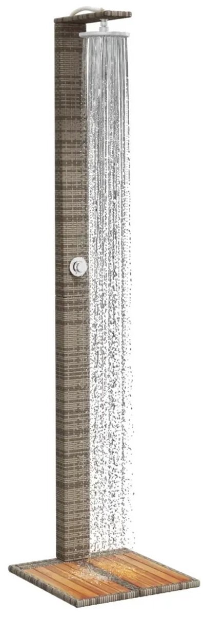 HOB Buitendouche - Tuindouche - Doucheset - Campingdouche - Weerbestendig Polyrotan - Acaciahouten Basis - Vrijstaand Design 224cm