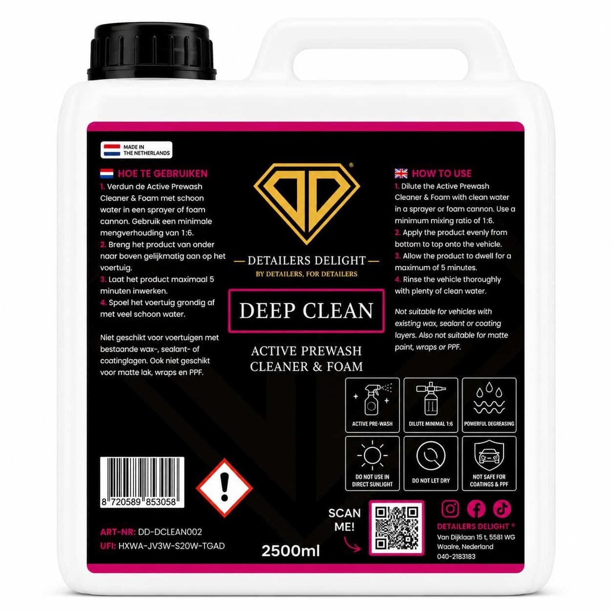 DETAILERS DELIGHT DEEP CLEAN – ACTIVE PREWASH CLEANER & FOAM 2.5L