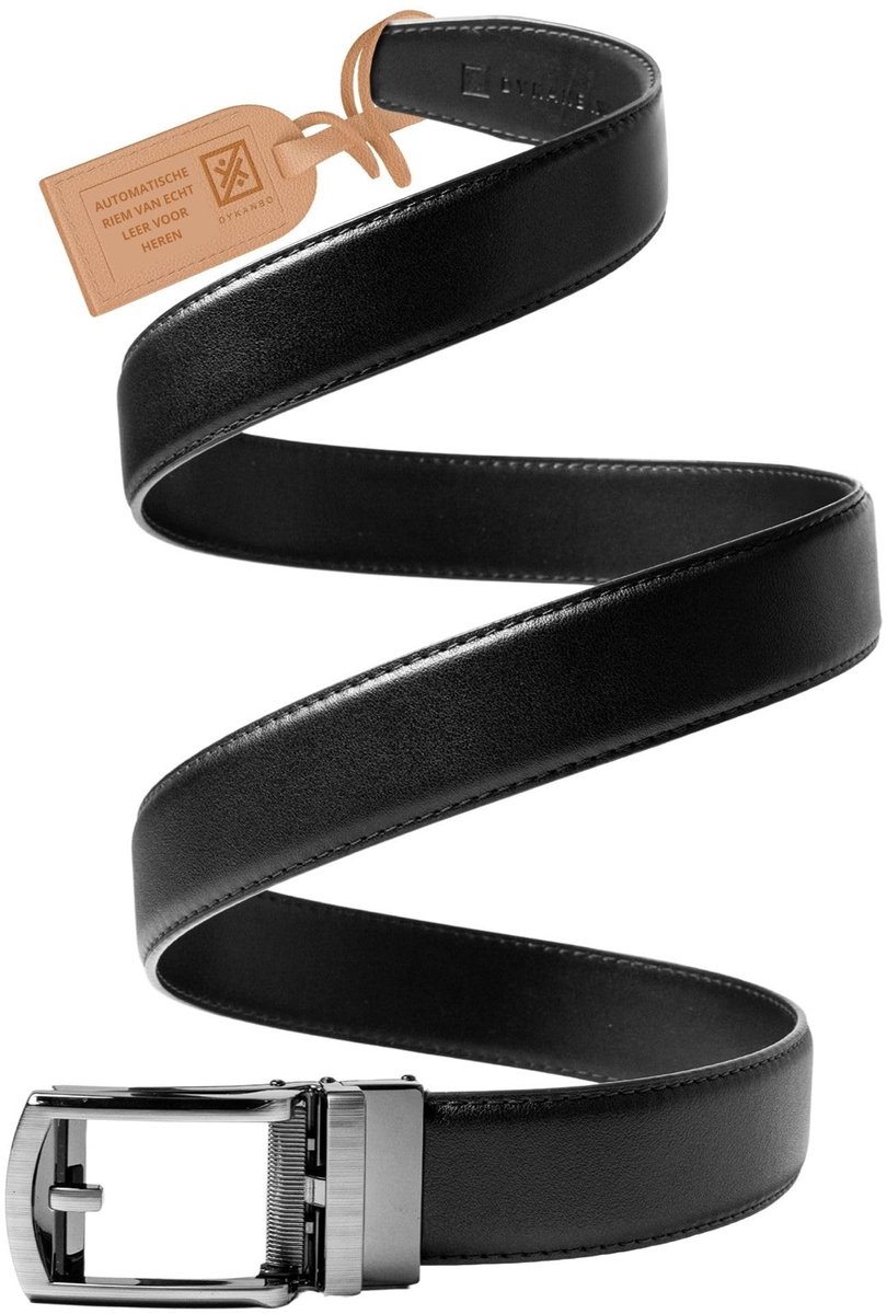 Dailygoods- Lederen Riem Automatisch - Riem Heren - Riem Zonder Gesp - Riem Dames - Lederen Riem Bruin - Lederen Riem Zwart
