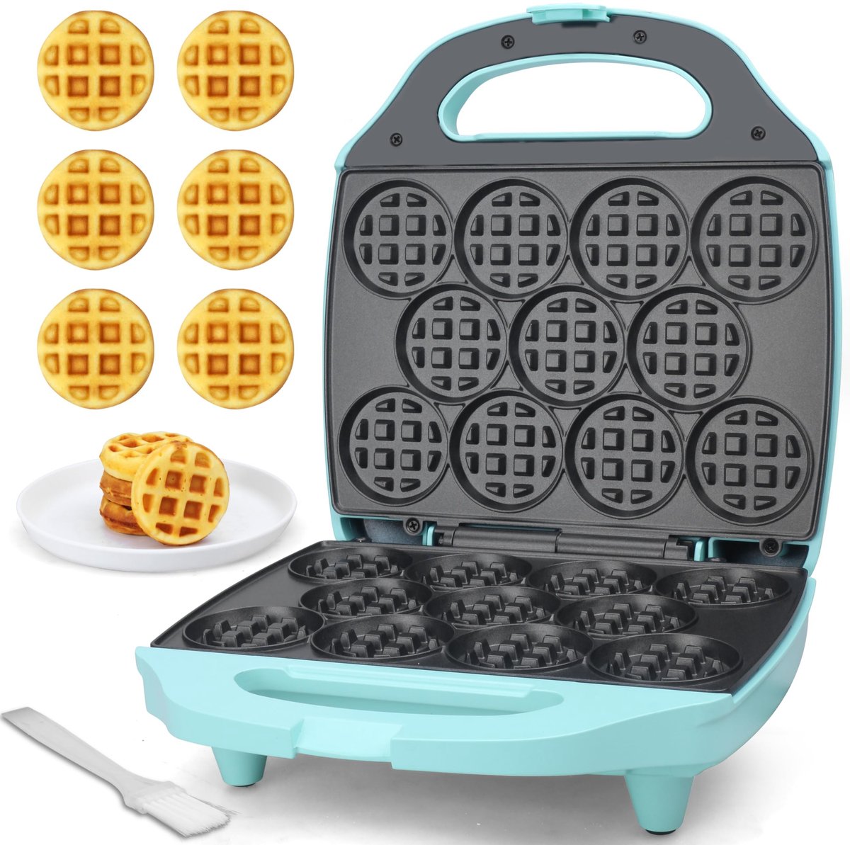 Dailygoods- Wafelijzer Mini - 11 Gaten voor 11 Wafels - Compact en Draagbaar - Ideaal voor Ontbijt en Snacks - EU-stekker - Innovatief Ontwerp - Wafelmaker