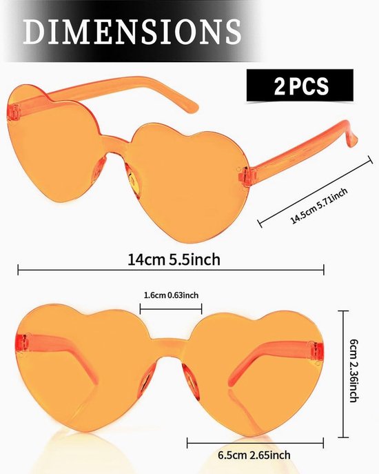 Solidchoice- Zonnebril Hartvormig - Vintage Bril - Snoepkleuren - Voor Dames/Meisjes/Kinderen - 2 Stuks - Frameloos Design - Fashion Sunglasses van Solidchoice — afbeelding 5