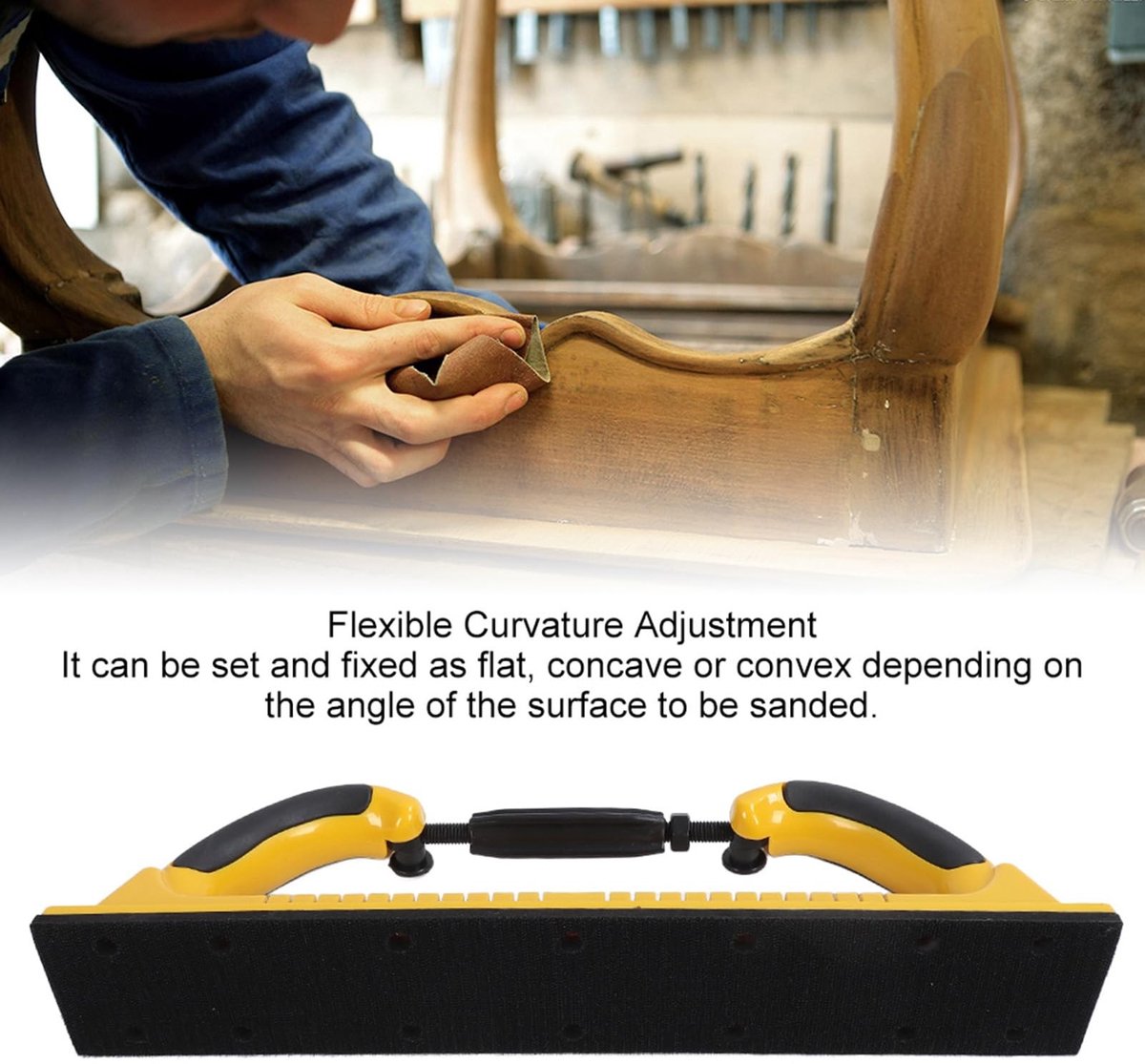 Dailygoods- Schuurblok Verstelbaar - Stofafzuigschuurblok - Flexibele Kromming - Voor Auto/Houtwerk/Metaalbewerking - Handschuurvijlblok - Breed Toepassingsgebied - Schuurmachine