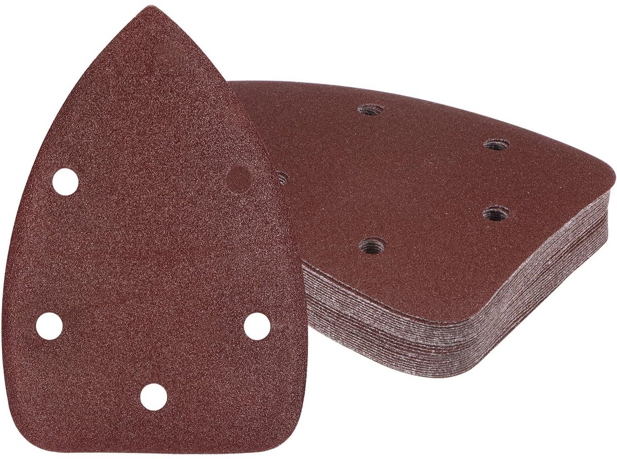 Dailygoods- Schuurpapier Set 25 Stuks - Driehoek 9,9 cm x 13,9 cm - Korrel 120/180/240/800/1000 - Aluminiumoxide - Antistatisch - Voor Houten Meubels - Schuurmachinepapier