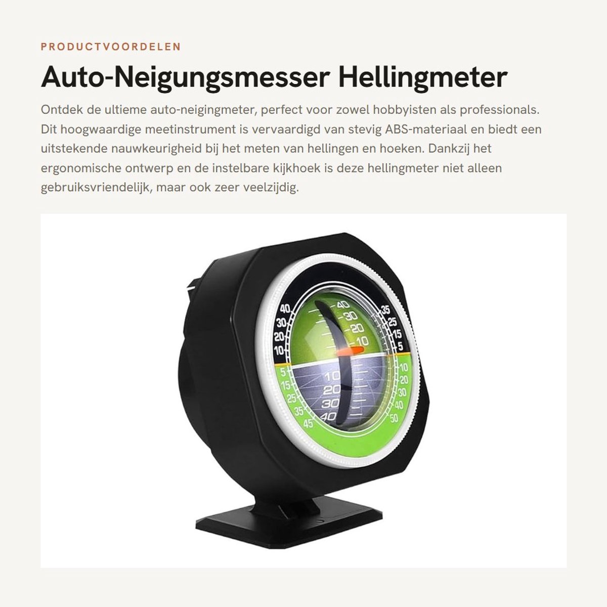 Dailygoods- Neigingmeter Hoogwaardige Kwaliteit - Auto Neigingmeter - Verstelbare Standaard - Hoge Gevoeligheid - Duurzaam ABS-Materiaal - Eenvoudige Bediening - Hellingmeter