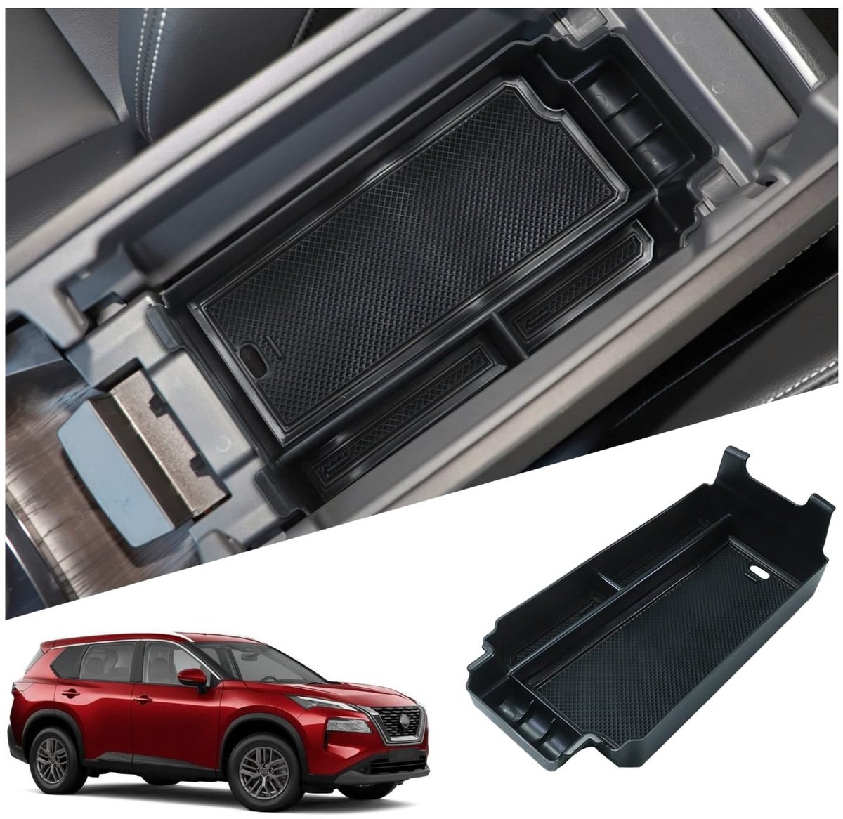 Dailygoods- Opbergdoos Armsteun - Console Opberglade - Opbergdoos voor Nissan X-Trail T33 - Verstelbaar - Twee niveaus - Schoon en georganiseerd - Opbergvak
