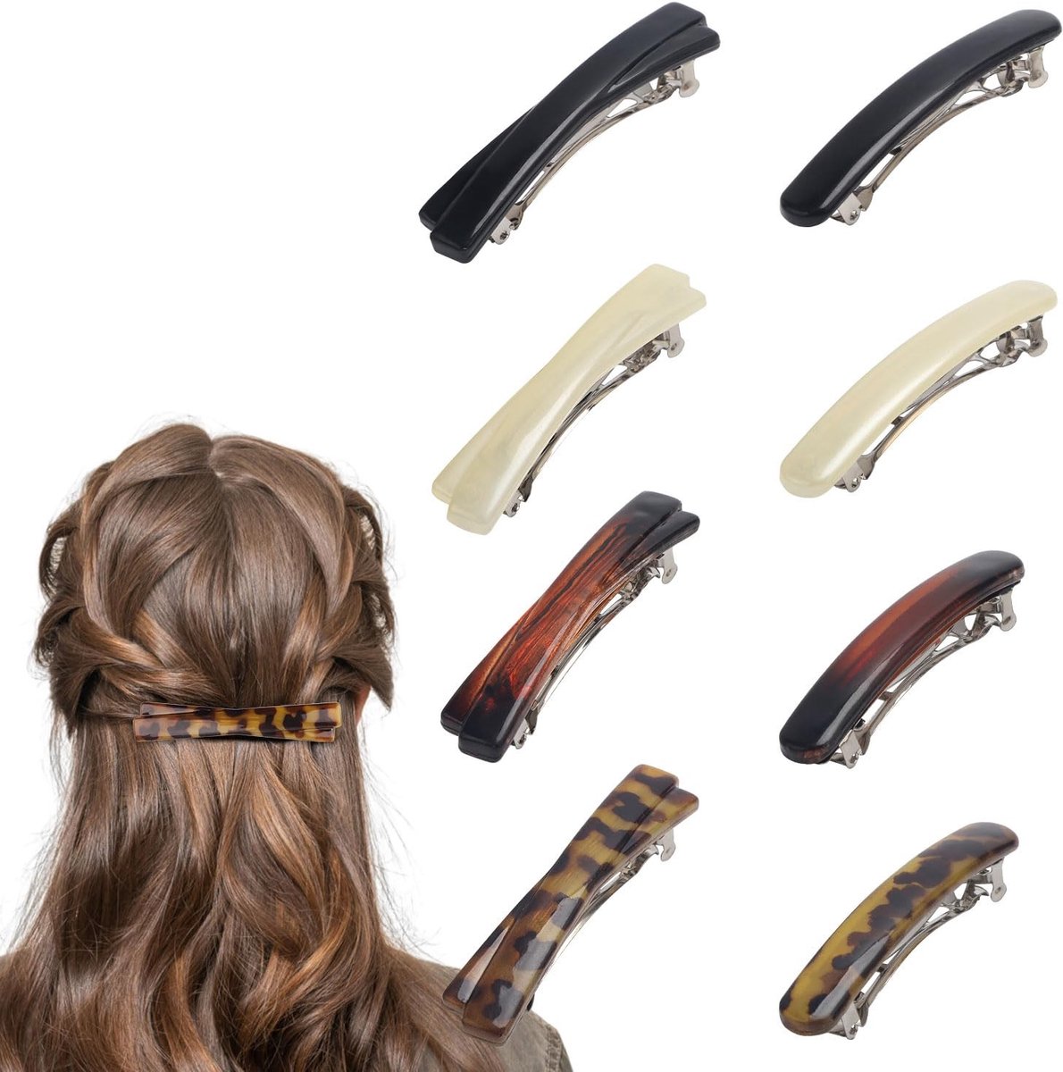 Dailygoods- Haarspeldjes 8 Stuks - Schildpad/Normaal - Plastic/Metaal - 4 Kleuren - Elegante Stylingaccessoires - Perfect voor Vrouwen - Haaraccessoires