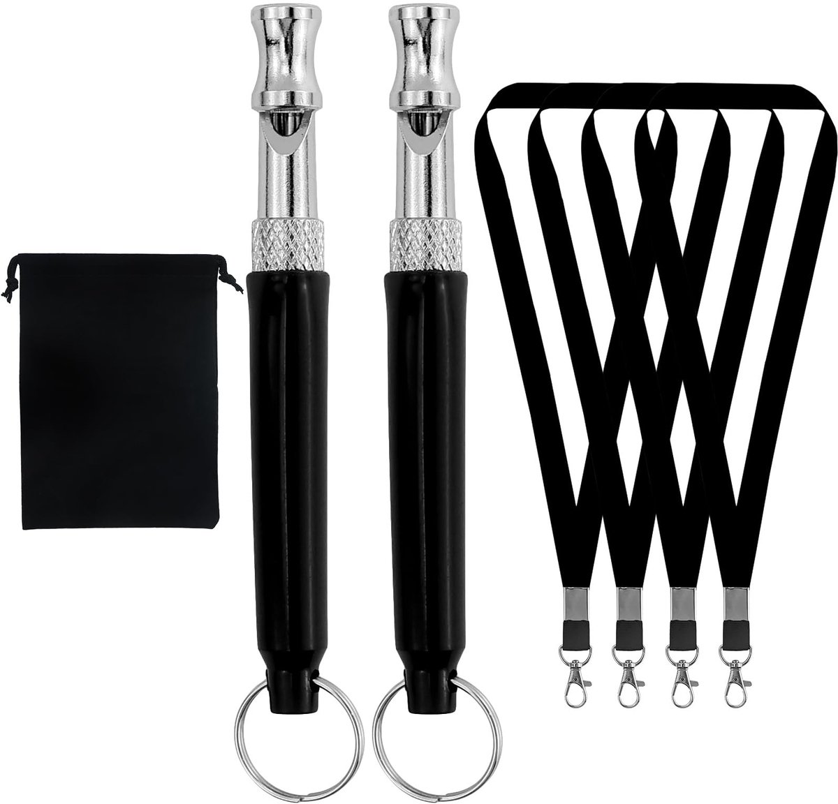 Dailygoods- Hondenfluitje Herbruikbaar - Hondenfluitje Ultrasoon - Instelbare Frequentie - 2 Stuks - Nylon Koorden - Lichtgewicht en Duurzaam - Trainingsfluitje