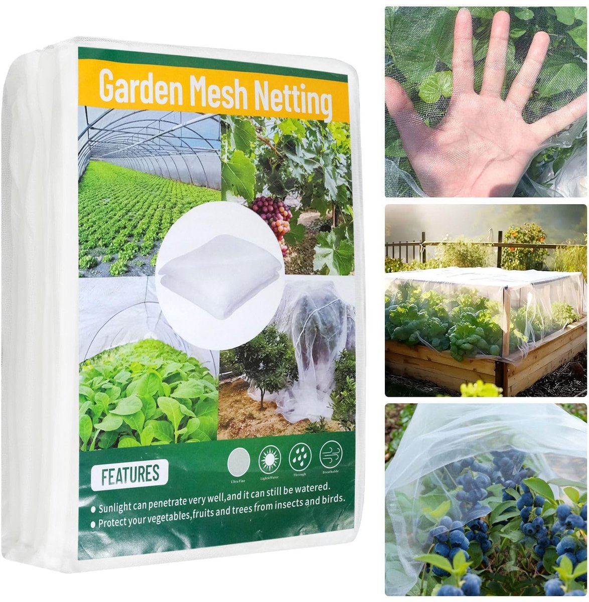 Dailygoods- Insectenwerend Net 3 x 10 m - Ongediertebescherming - Lichtdoorlatend - Tuin - Biologische Teelt - Flexibel Snijden - Effectieve Bescherming - Plantennet