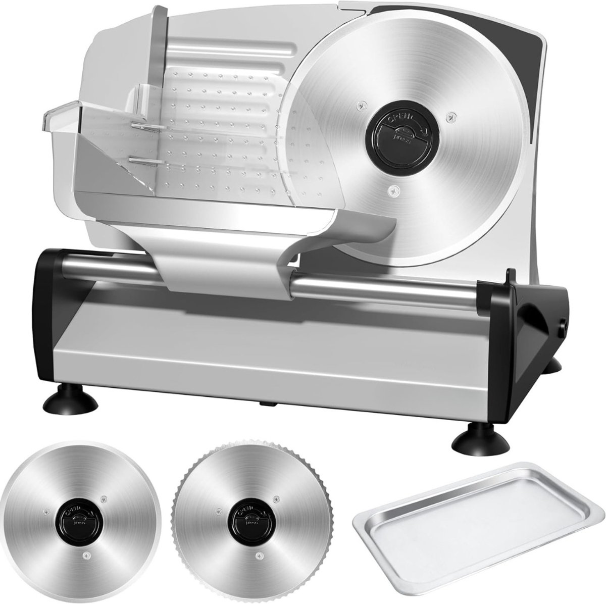 QORA® Vleessnijmachine - Snijmachine Allessnijder - Vlees Snijmachine voor Thuis - Zilver - 38cm x 24cm x 26cm