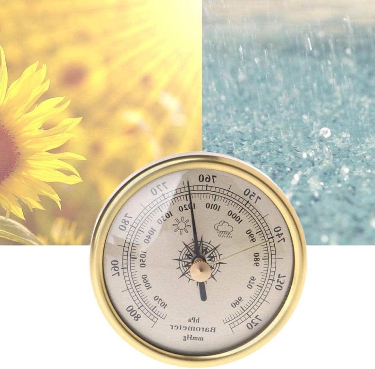 Analoge Barometer - Weerstation - Weersvoorspelling - Geen batterijen nodig - 72x27cm - Goud