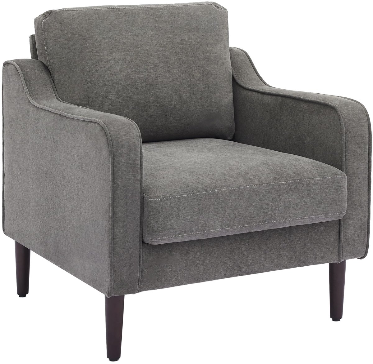 Linnen Eenzitsbank - Fauteuil Comfortabel met Armleuning en Kussen - Gestoffeerd Bank met Houten Poten - Sterk tot 130kg geschikt voor Woonkamer - Grijs