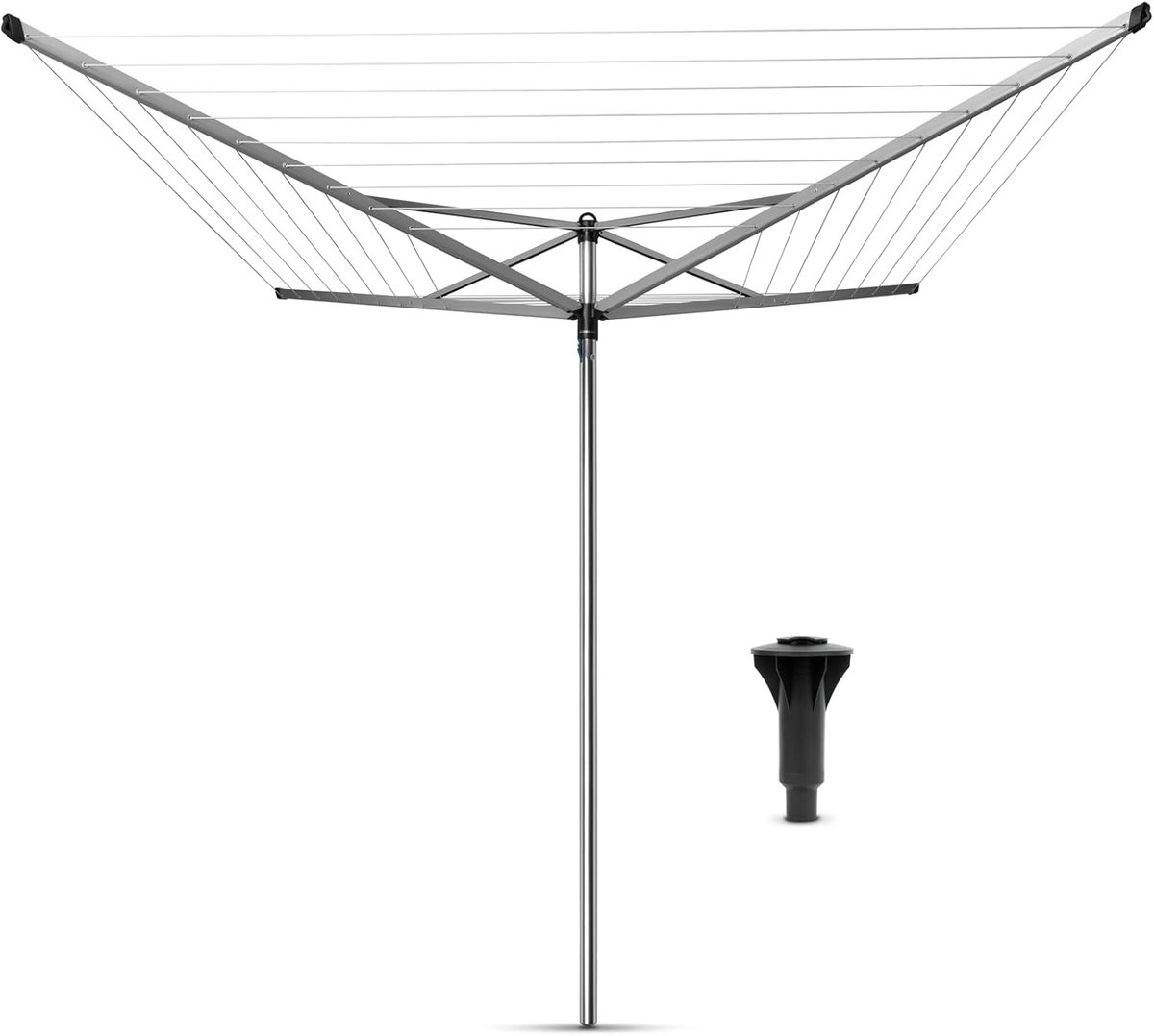 Bol.com Brabantia Topspinner Droogmolen - met Betonanker - 50 m - Metallic Grey aanbieding