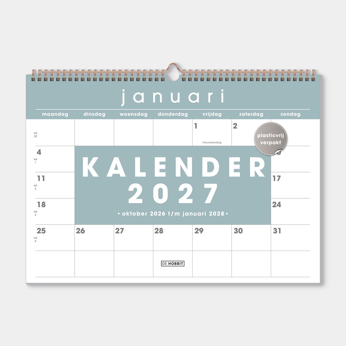 Hobbit - Maandkalender 2027 - A3 (29,7 x 42 cm) - 1 maand op 1 pagina - Maandplanner - Grijs/Groen