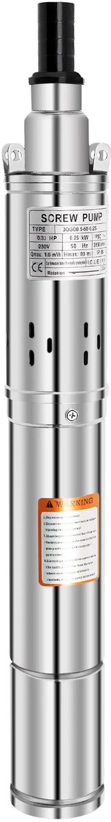 Velori Dompelpomp 500W - Diepe put pomp - RVS waterpomp - Elektrische booster pomp - 220V IP68 - 2850RPM - 100m opvoerhoogte - 2m³/h capaciteit