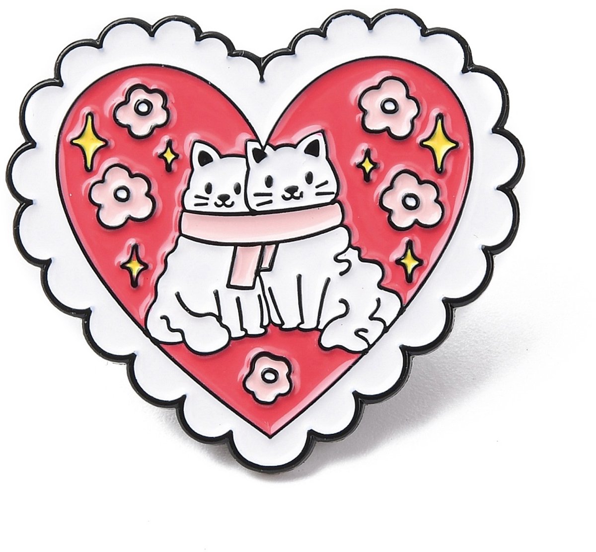Pin - twee katten - hart - poes - liefde - kat - broers - zussen - vrienden - vriendinnen - familie - valentijn - geschenk - cadeau - bruiloft - trouwen