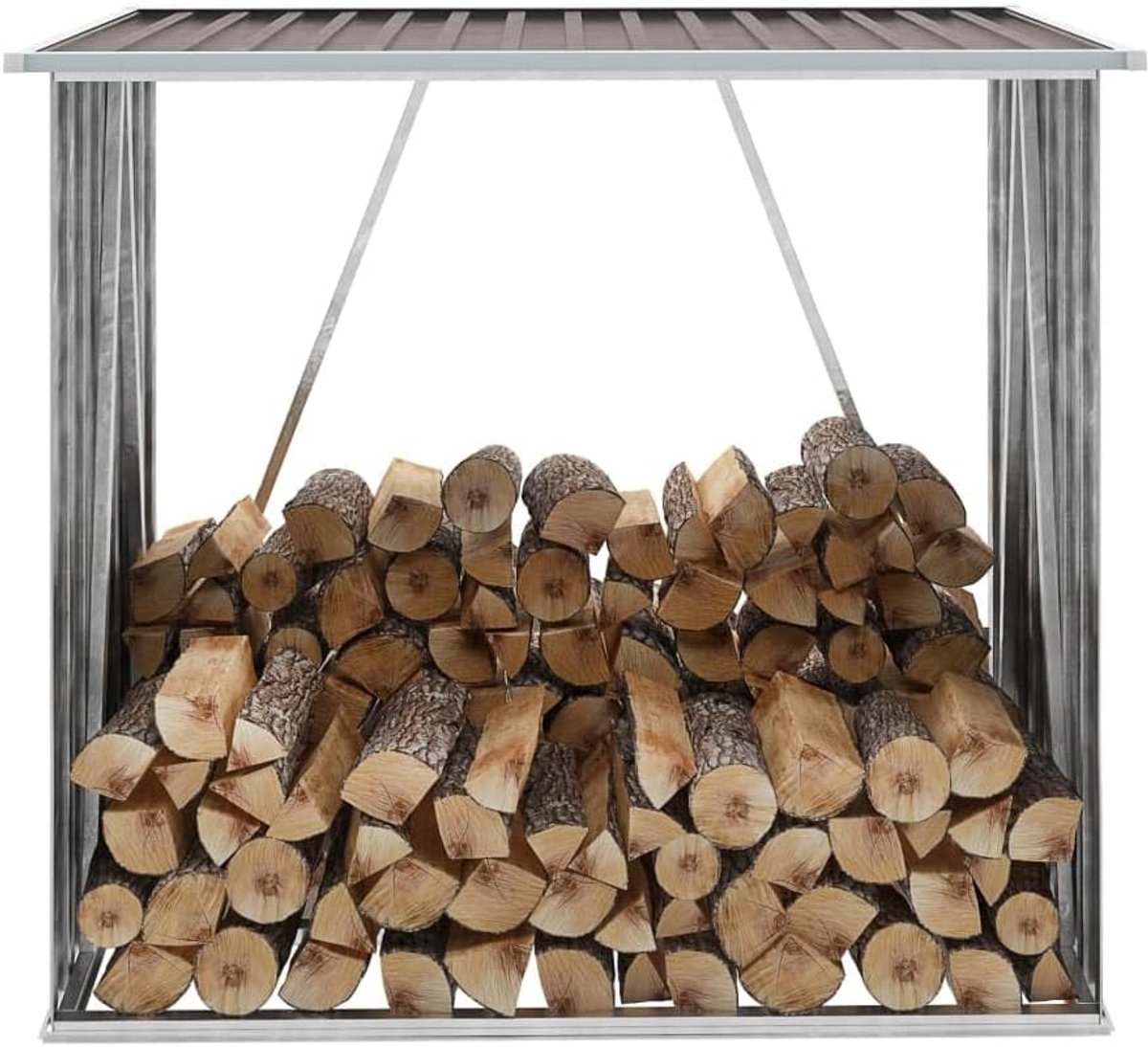 Houten kist - Opslagrek - Brandhout Opslag - Verhoogde Lamellen - 163 cm - Bruin