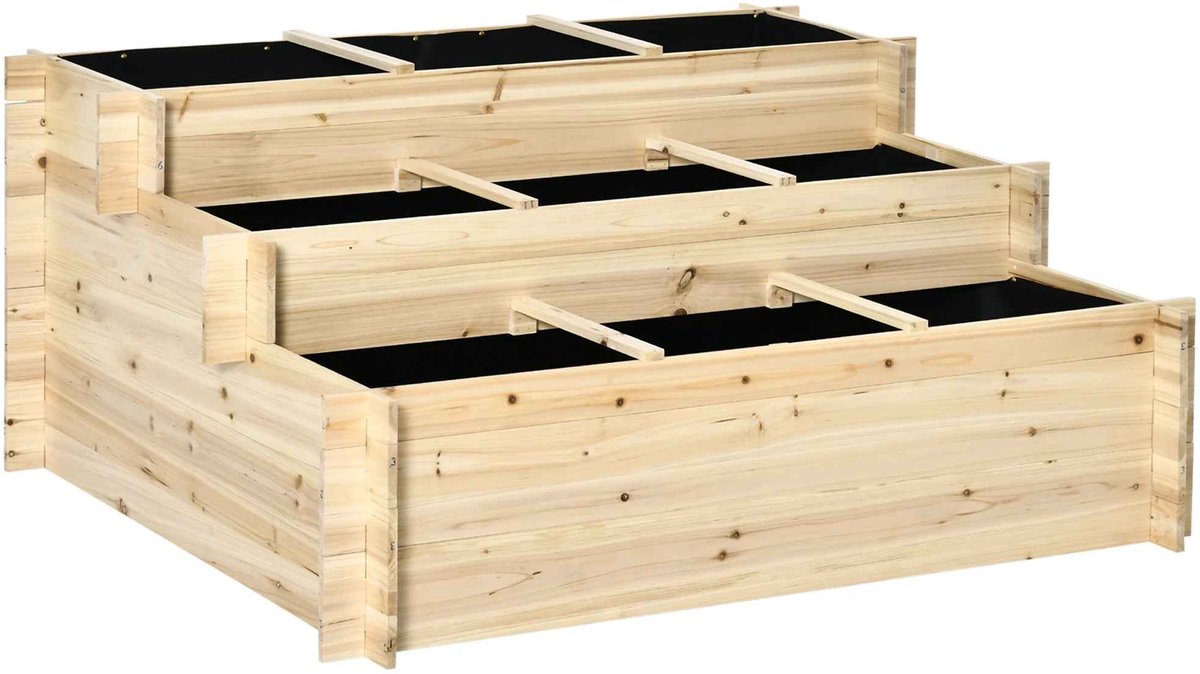 Bruinsma INEX Verhoogde Plantenbak - Plantenbak - Plantenbak Buiten - Houten Plantenbak - Kweken Planten En Bloemen - Geotextile Stof - 117Lx100Bx54H CM - Hout