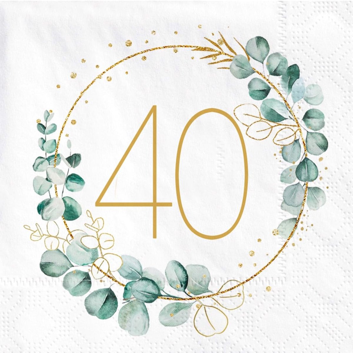 Dailygoods- Servetten 40 Stuks Eucalyptus - Papieren Servetten - Goudgroen - Verjaardag Servetten - Decoratie - Geschikt voor Man/Vrouw - Verjaardagsservetten