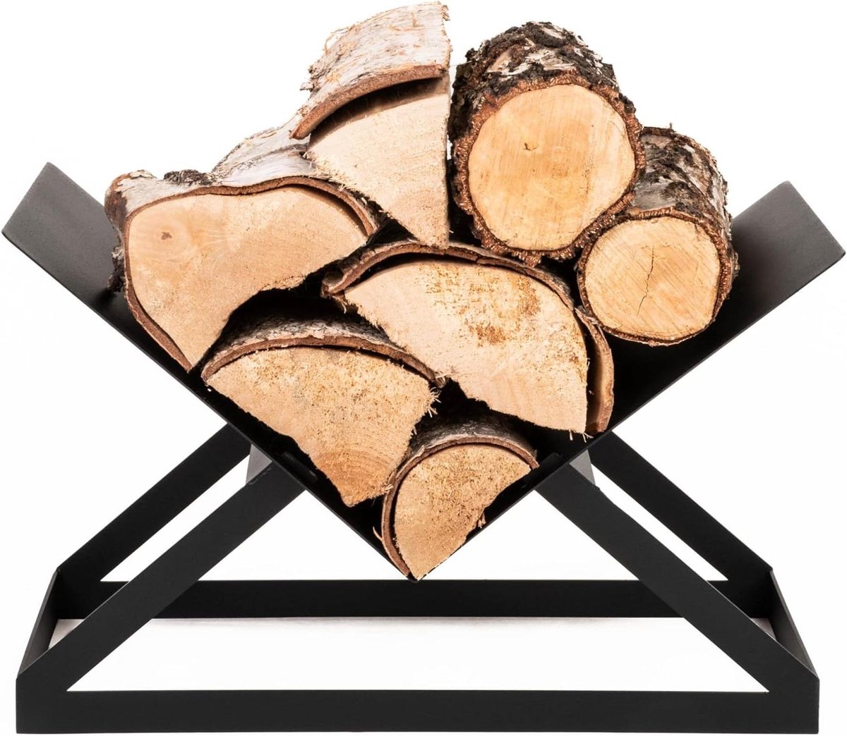 Houtrek - Brandhoutmand - Haardhout Opslag - Direct Gemonteerd - 26x375x55 cm - Zwart