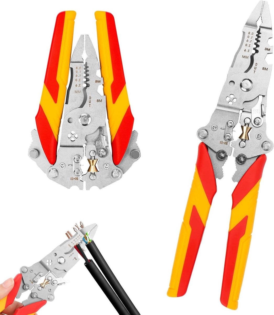 Multifunctionele Striptang - Draadstripper Tester - Elektrisch Werk - 12-in-1 Functies - 6-4mm² - Grijs