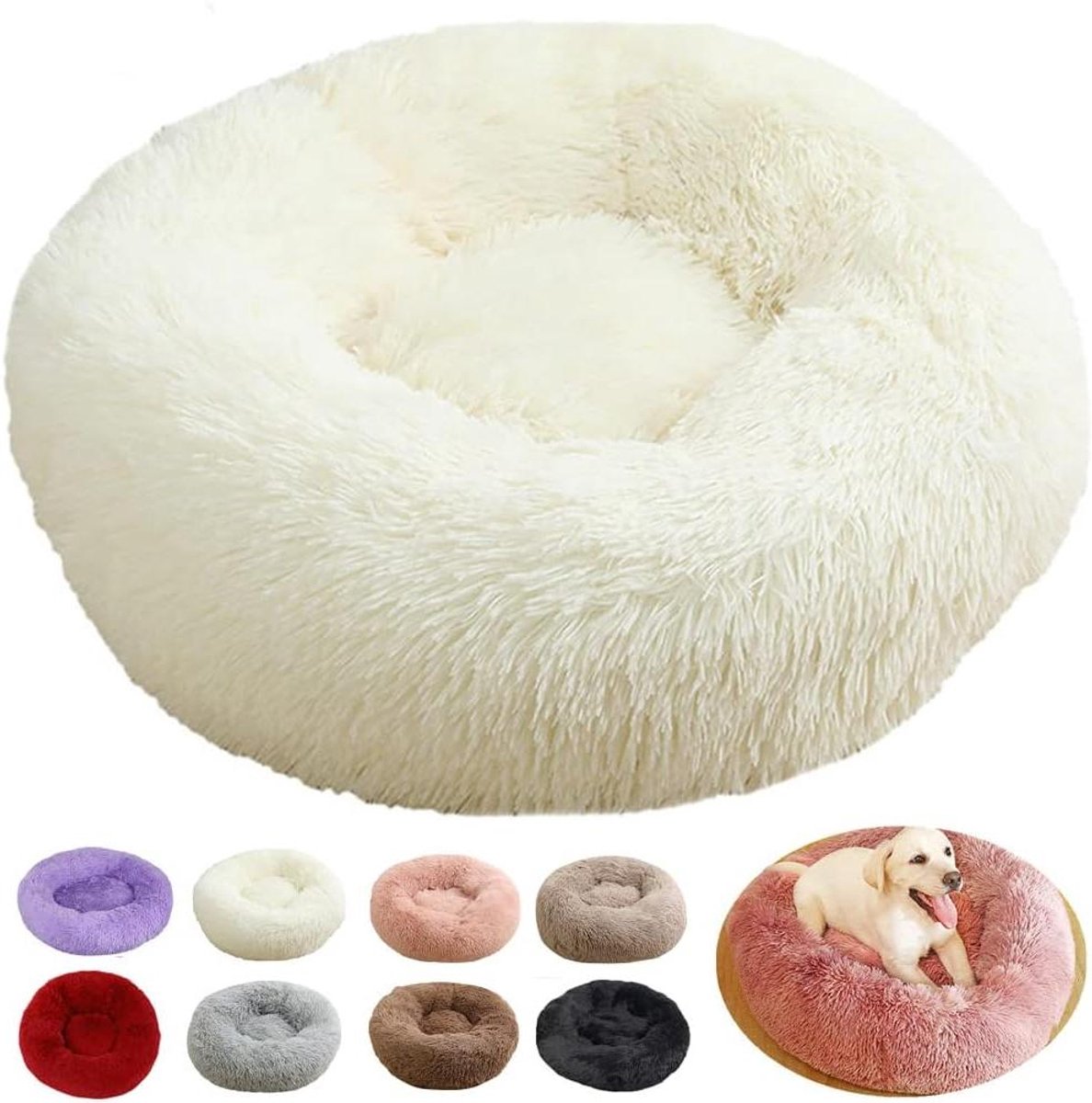 Huisdierbed - Rustgevend kussen - Comfortabel slapen - Antislip onderkant - 50 cm - Wit