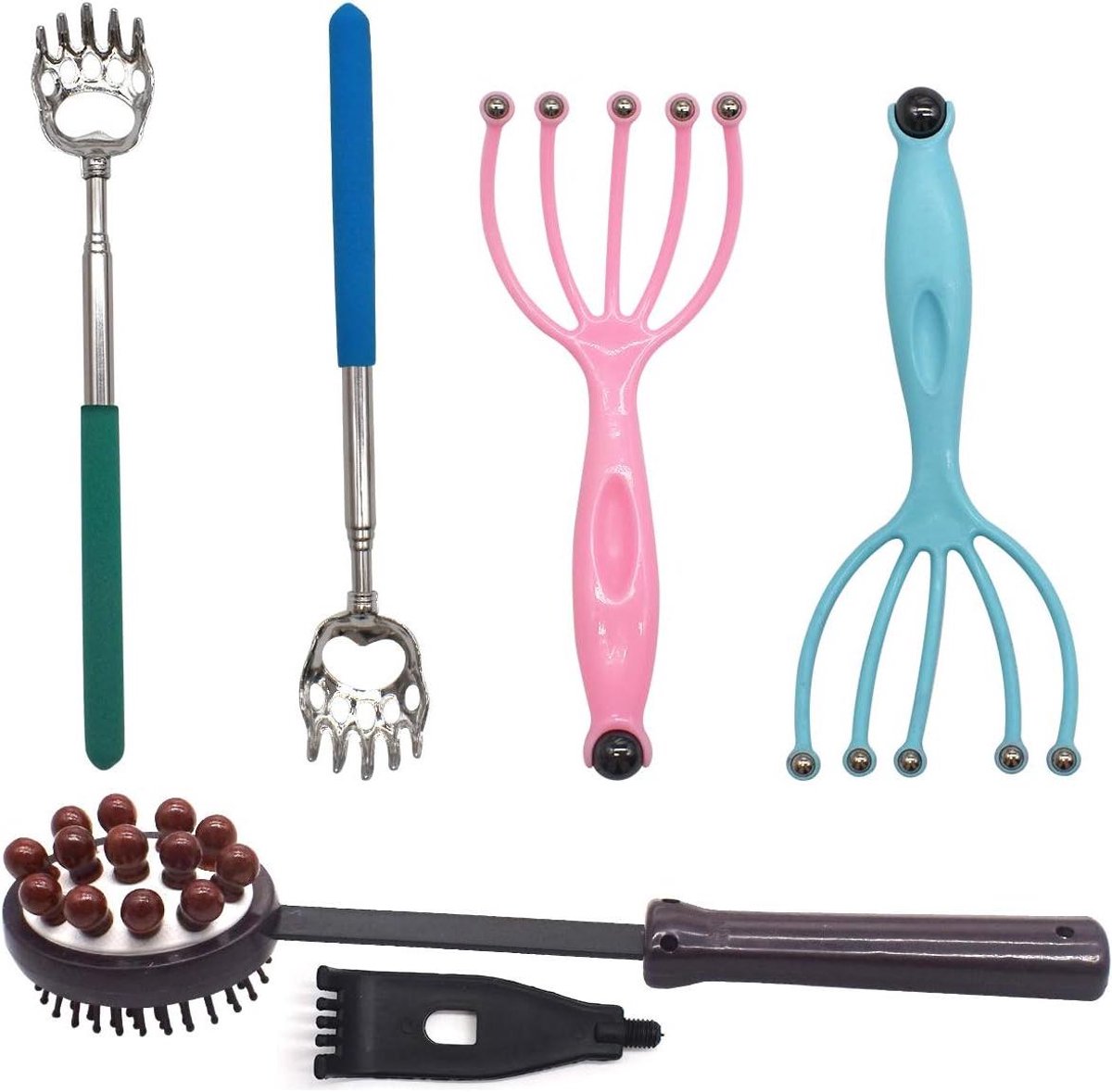 Hoofdmassage Set - Wellness Tools - Ontspanning Bevorderen - 5 Klauwen Ontwerp - 5 Delig - Mix Kleuren