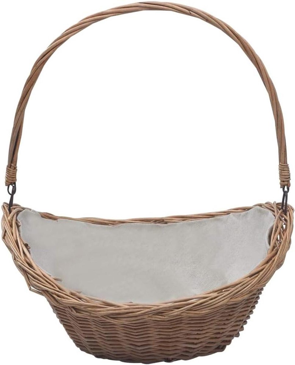 Houten mand - Draaggreep tas - Haardhout opslag - Rustieke charme - 57 x 46 x 52 cm - Bruin
