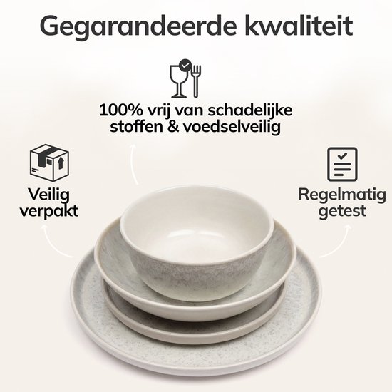 Pure Living Ibiza Light 24-Delig Serviesset - Beige - Massief Aardewerk - 6 Personen - Geschikt Voor Dagelijks Gebruik — afbeelding 3