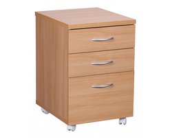 container OTTAWA 40 x 60 x 45 cm onderkast met wielen beuken | trolley met lades | oprolkast kantoor | Cosmetica trolley Make Up trolley | Container onder bureau