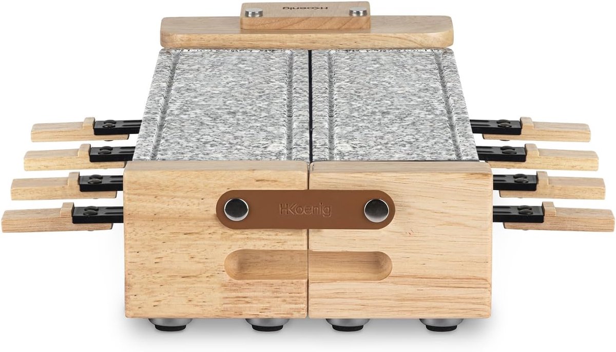 Elektrische Raclette Grill voor 8 Personen met Granieten Dubbele Grillplaat en Fondue Functie – foto 6