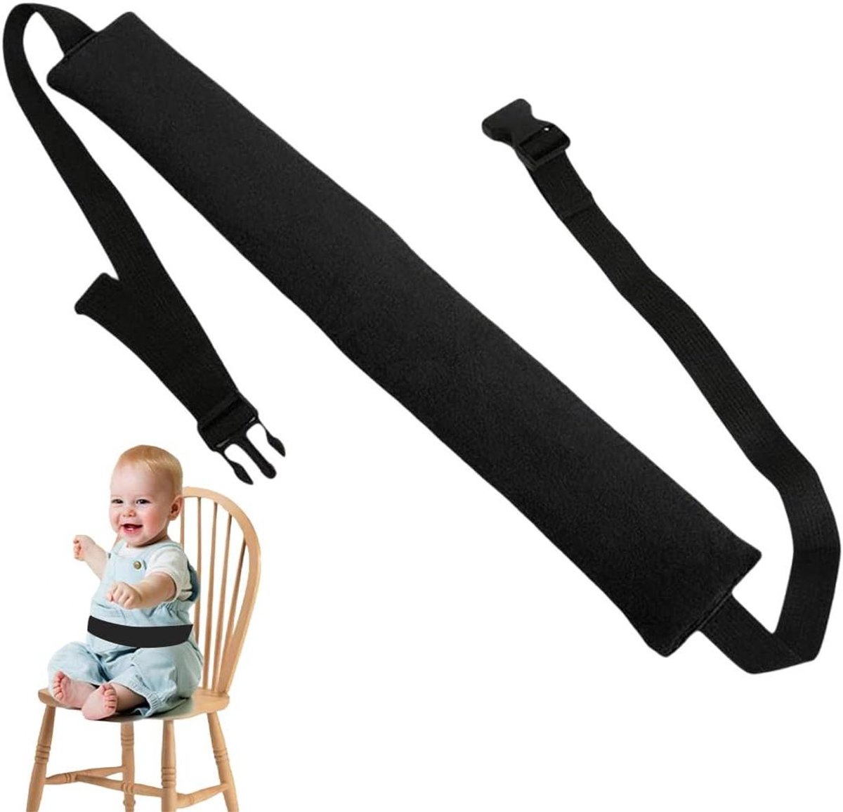 Kinder Stoelriem - Draagbare Kindergordel - Veilig Eten - Verstelbare Banden - 27 x 15 cm - Zwart