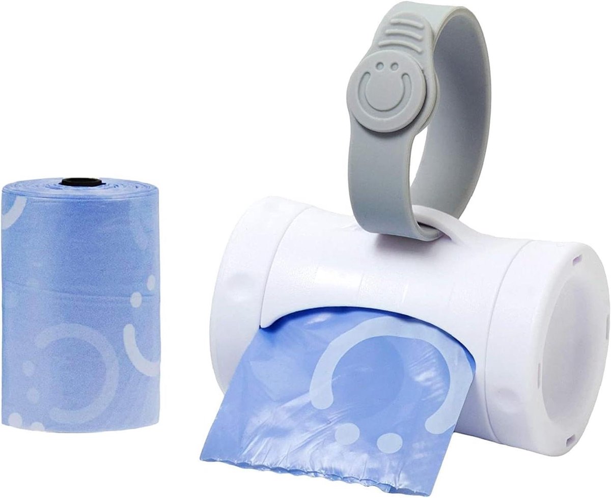 Baby Luiertas Dispenser - Opgerolde Houder - Onderweg Luiers - Intrekbaar Ontwerp - Houdt 12 Zakjes - Wit