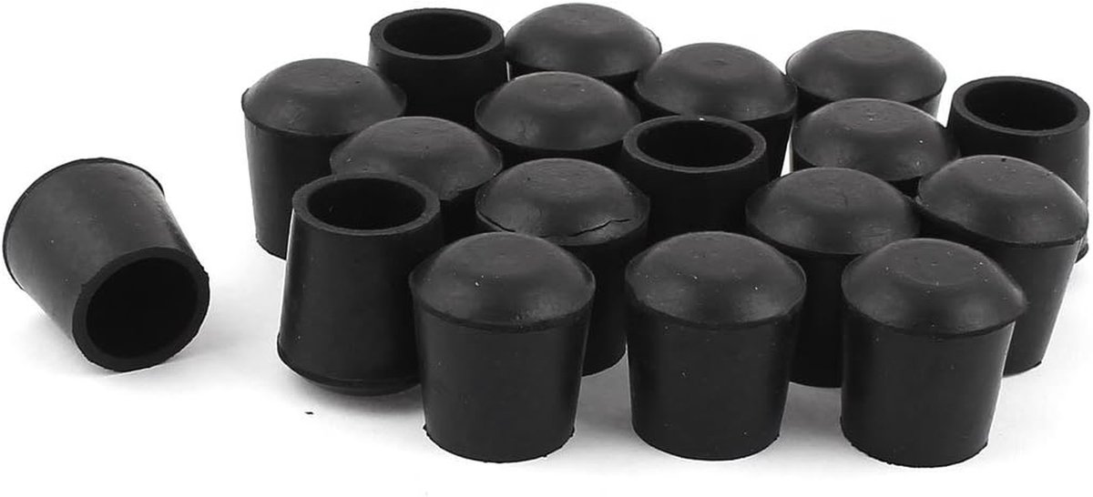 Stoelpootdoppen - Vloerbeschermers - Meubels Beschermen - Rubberen Materiaal - 18mm Gat - Zwart
