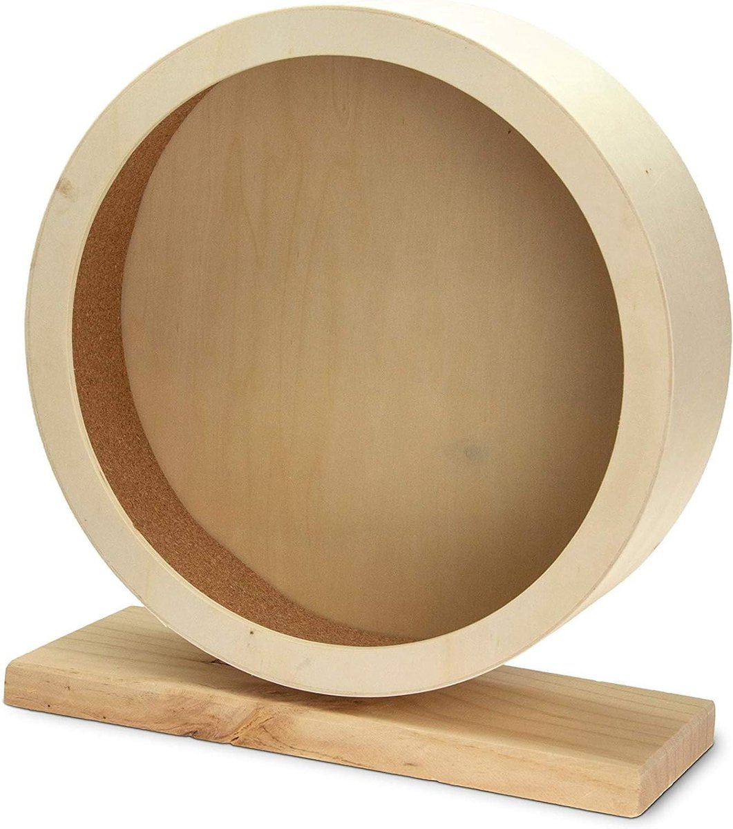 Loopwiel Knaagdier - Roltrap Huisdier - Actieve Beweging - Natuurlijk Hout - Diameter 28.5 cm - Naturel