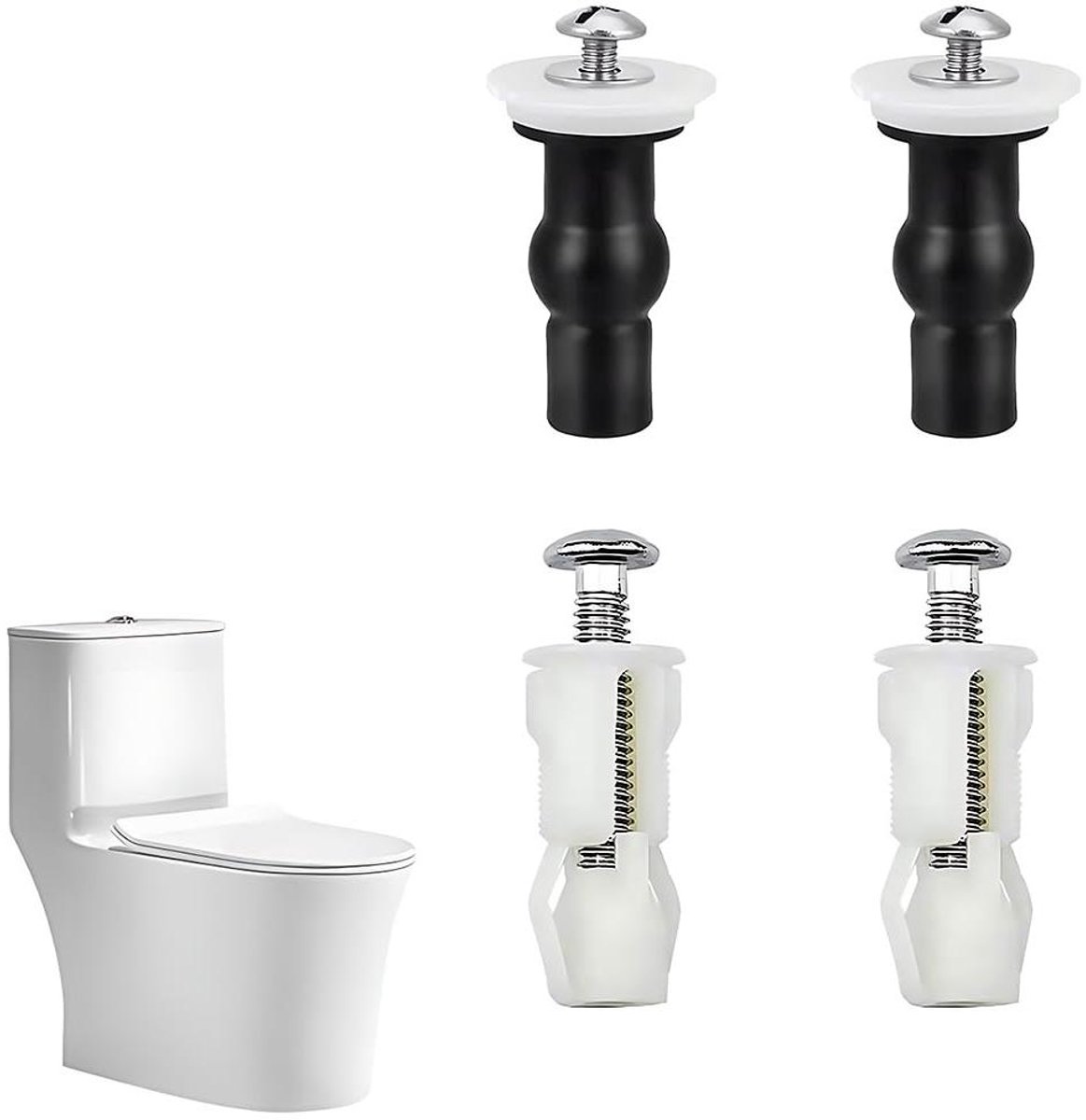 Toiletbril Schroeven - Bevestigingsset - Toilet Reparatie - Universele Pasvorm - 4 Stuks - Zwart