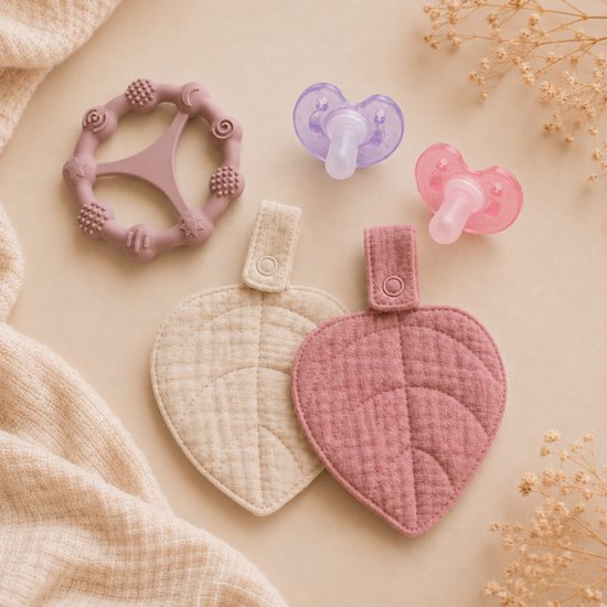 MijnNami Bonding Set Blossom – 2 Bonding Leafs, 2 Fopspenen & Montessori Bijtring – Voor Speen, Speenkoord & Bijtring — afbeelding 3