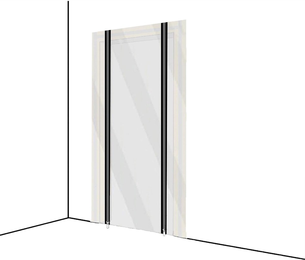 Stofdeur met rits - Afdekzeil - Renovatie afschermen - Herbruikbaar met klittenband - 1.2 x 2.2 meter - Transparant