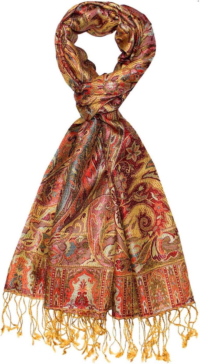 Zijden Sjaal - Deken Stola - Stijlvol Accessoire - Jacquard Geweven - 70 x 190 cm - Veelkleurig